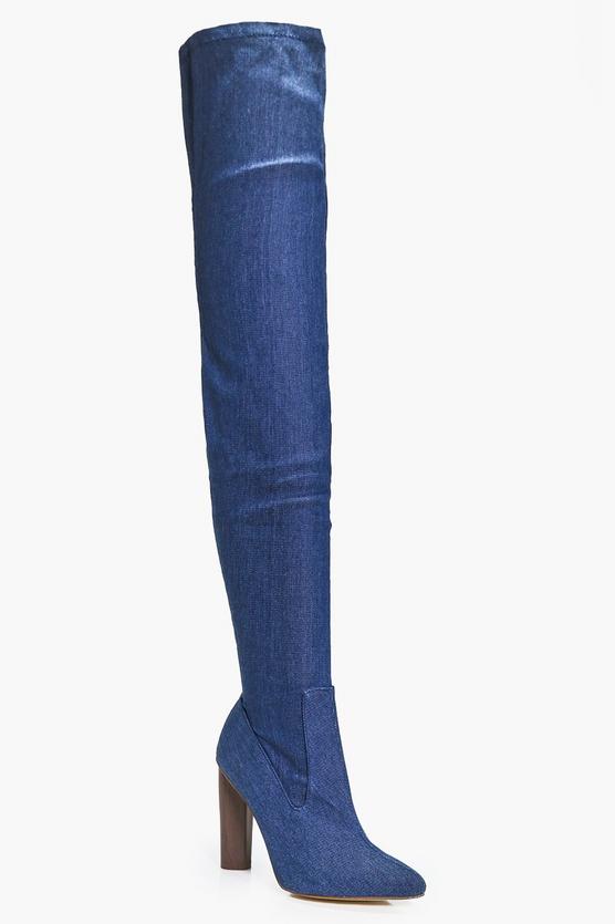 Abigail Denim Thigh High Boot